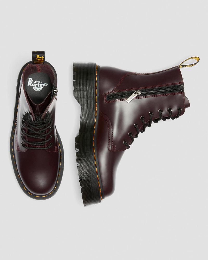 Burgundy Women's Dr Martens Jadon Smooth Leather Platform Boots | CA 246QMA